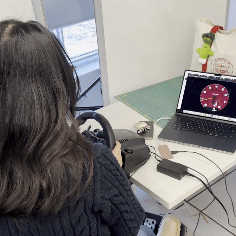 We found that the wheel was inconsistently connecting to Protopie, so we had to troubleshoot by going back to the tutorial, rewatching the videos and testing the original template that is already set up by Protopie. Our conclusion is that the wheel is inconsistent with it's connection, as it will continuously turn on an off without any changes on our end. It will also work on and off evenn if the same demo file is used.