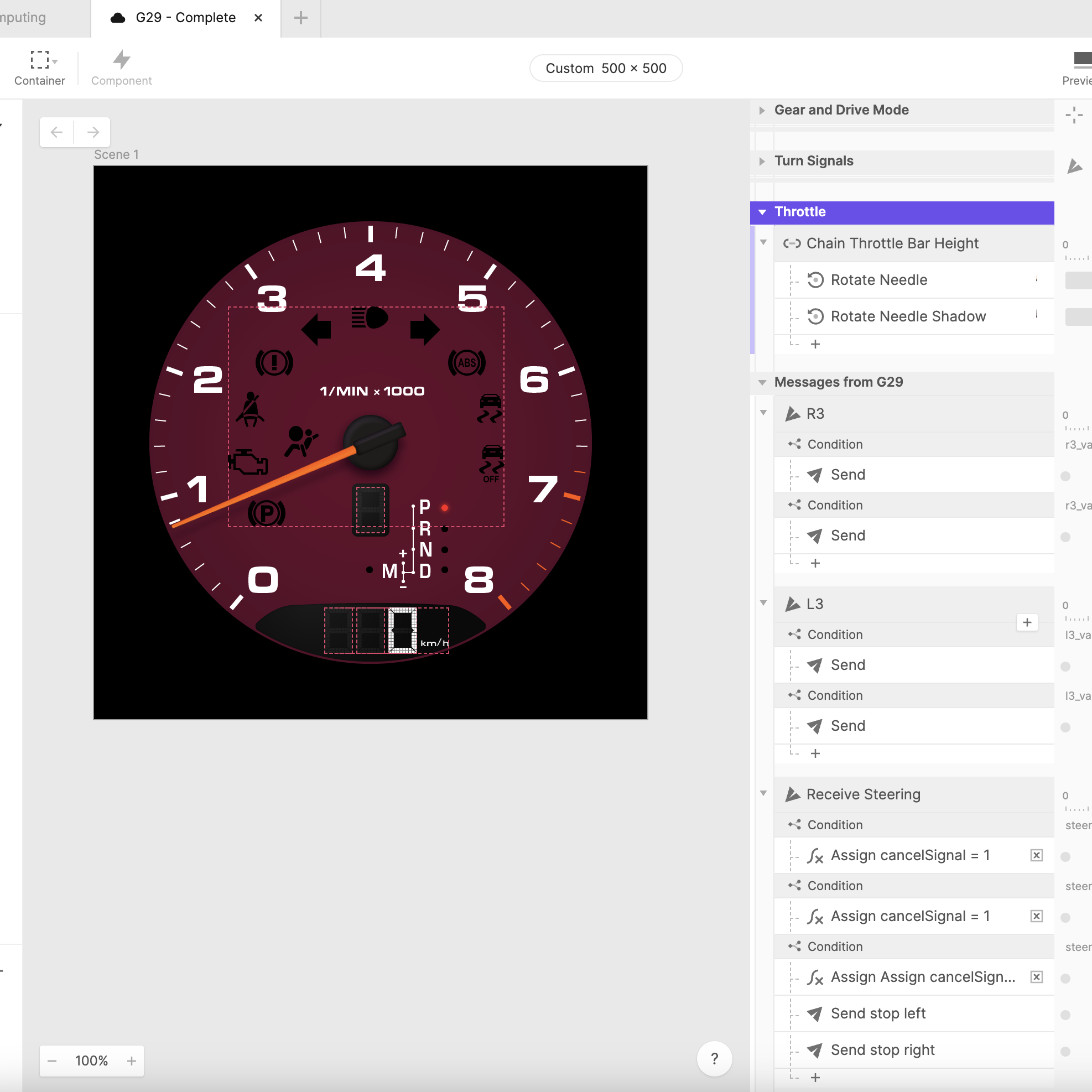 To create a responsive prototype, we used Protopie's demo template as a starting point and copied the triggers we needed onto our Protopie file and change the responses to match our design.