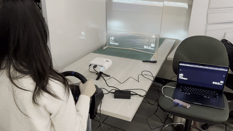 Drivers can view key information about their speed, and directions to their destination. They are also reminded when they merge lanes or turn of drivers or obstructions in their blind spots on the windshield of their car.